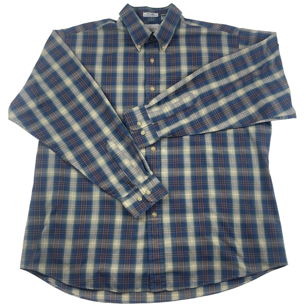 Bill Blass Menswear Plaid Button Down Shirt Long‎ Sleeve XL Nor Easter 00828